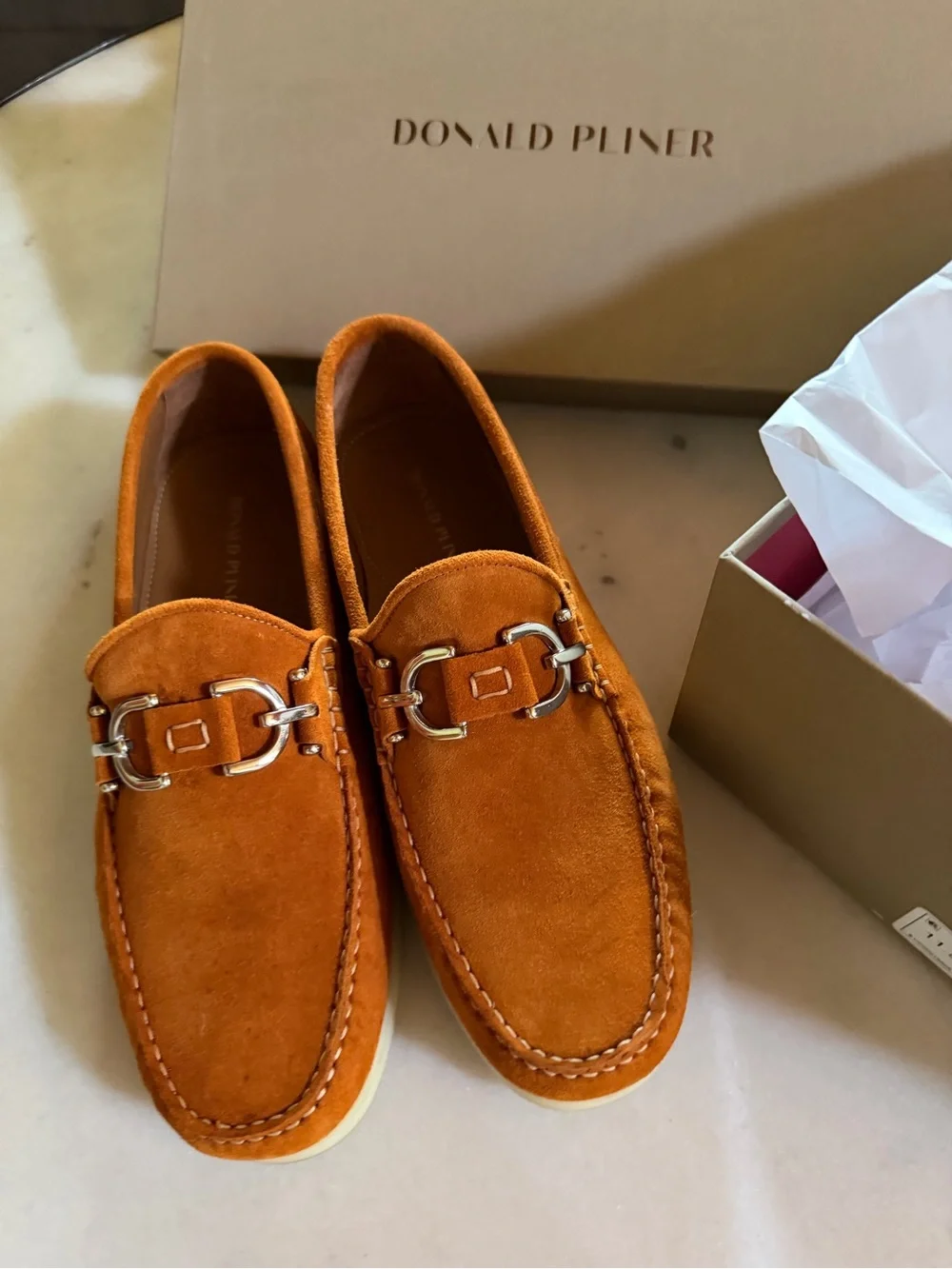 Donald J. Pliner Rust Suede Bit Loafers